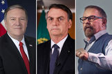 Primeiros colocados na lista ‘Amigos de Israel 2023’: Mike Pompeo, Jair Bolsonaro e Larry Huch. (Foto: Wikipedia/Instagram/larryhuchministries)