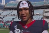 CJ Stroud faz declarações de fé na entrevista pós-jogo. (Captura de tela/YouTube/NFL)