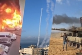 Israel sofre ataque surpresa que resulta em mais de 40 mortes e centenas de feridos. (Captura de tela/YouTube/Telegraph/Guardian)