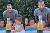 Alex ensinando seus filhos com o experimento. (Foto: Instagram/Alex Wilson)