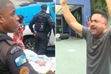 O avô Davi agradeceu a Deus em frente a maternidade. (Foto: Reprodução/G1/Bom Dia Rio).