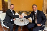 Tristan Azbej, secretário de Estado para a Ajuda aos Cristãos Perseguidos e Davide Dionisi, comissário do governo italiano para a liberdade religiosa. (Foto: Facebook/Azbej Tristan)