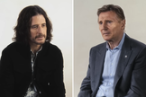Os atores Jonathan Roumie e Liam Neeson. (Captura de tela/YouTube/Hallow)