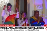 Autoridades venezuelanas comemorando após aprovação de anexação da Guiana. (Captura de tela: YouTube CNN Brasil)