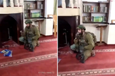 Soldado recita a oração “Shema Yisrael” dentro de mesquita. (Captura de tela/X/Kann News)