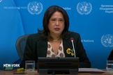 Pramila Patten, observadora da ONU, em coletiva sobre o relatório. (Captura de tela/YouTube/AP)