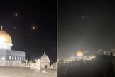 Mísseis iranianos sendo interceptados sobre o Monte do Templo. (Captura de tela: Twitter/Tamar Schwarzbard)