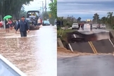 As fortes chuvas provocaram enchentes e deslizamentos. (Foto: Reprodução/G1/RBS TV).