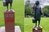 Estátua de Anne Frank em Amsterdã. (Foto: Reprodução/X/@mrconfino/Wikimedia Commons/Citius Altius Fortius).