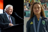 Franklin Graham e Rayssa Leal. (Foto: Reprodução/YouTube/Olympics/Facebook/Franklin Graham)