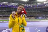 Rayane Soares ganhou o ouro nas Paralimpíadas. (Foto: Reprodução/SportTV/Globoplay).