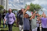 No dia 1° de janeiro, junto com outras pessoas, Rodrigo rodeou a prefeitura sete vezes. (Foto: Reprodução/Instagram/Rodrigo Manga).