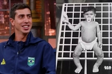 Caio Bonfim sofreu uma síndrome na infância. (Foto: Reprodução/YouTube/The Noite com Danilo Gentili/Arquivo pessoal).