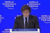 Javier Milei, no Fórum Econômico Mundial 2025. (Captura de tela/YouTube/ World Economic Forum)