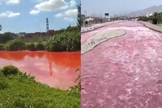 Os rios Sarandi e Rímac ficaram avermelhados na semana passada. (Foto: Reprodução/X/KL Vídeos/Reprodução/Instagram/Gabriel Ferrigno).