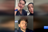 Ahmad Rashad Nadir e Sarah Abu Lebdeh [imagem superior] e o israelense Max Veifer, em vídeo onde os enfermeiros ameaçam pacientes judeus. (Captura de tela/YouTube/ABC News In-depth)