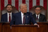 Donald Trump durante discurso sobre o Estado da União, no domingo, 04 de março de 2025. (Captura de tela/YouTube/FOX 5 Nova York)