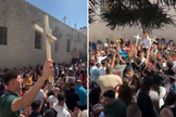 Cristãos palestinos celebram a ressurreição nas ruas da Cisjordânia. (Captura de tela/Instagram/eastern_christians)