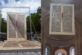 A primeira página do evangelho de João mede 35 metros quadrados. (Foto: Reprodução/Instagram/Int. Gutenberg-Gesellschaft).