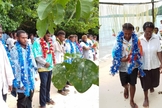 Os novos convertidos foram batizados na praia da aldeia. (Foto: Adventist Record).