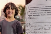 Estêvão, de 9 anos, defendeu sua fé na prova. (Foto: Reprodução/Instagram/Paulienardo Leo).