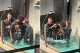 O atleta Traeshon Holden é batizado na igreja. (Captura de tela/X/Traeski11)