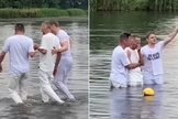 Cristãos realizaram o batismo como o último desejo do homem. (Foto: Reprodução/Facebook/Yvonne Yvonne Yvonne Yvonne).