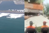 Avisos de alerta e de evacuação foram emitidos no Japão, Havaí e países do Pacífico. (Foto: Reprodução/Youtube/NewsX World/Reprodução/YouTube/Band Jornalismo).