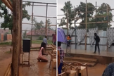 Cristãos oram e cultuam sob chuva, em Uganda. (Captura de tela/Instagram/brahadams)