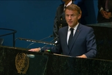 O presidente francês Emmanuel Macron discursa no plenário da 80ª Assembleia Geral da ONU, em Nova York. (Captura de tela/YouTube/ONU)