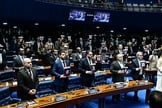 O Senado homenageou as vítimas do ataque terrorista do Hamas. (Foto: Edilson Rodrigues/Agência Senado).