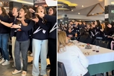 Os jovens cantando no restaurante. (Foto: Reprodução/Instagram/Instituto Adventista Cruzeiro do Sul)