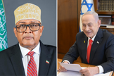 Abdirahman Mohamed Abdillahi, presidente da Somalilândia; e Benjamin Netanyahu, primeiro-ministro de Israel. (Foto: Instagram/B. Netanyahu / GovSomaliland)