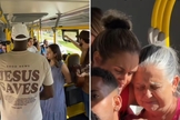 O evangelismo no ônibus. (Foto: Reprodução/Instagram/Allan Machado)