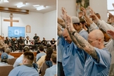 Os atletas ministraram a Palavra de Deus na prisão. (Foto: Reprodução/Instagram/God Behind Bars)