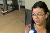 Edna Silva lutou para sobreviver agarrada em um poste em Ubá. (Foto: Reprodução/R7).