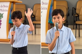Davy, de 11 anos, emociona ao louvar na igreja com entrega e espontaneidade. (Captura de tela/Instagram/Kelley Freire)