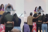 Marcus aceitou Jesus durante o apelo em um culto. (Foto: Reprodução/Instagram/Thayla Alencar).