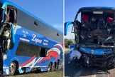 O ônibus após o acidente. (Foto: Reprodução/TV Integração/g1)