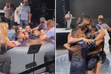 Família é batizada unida e celebra momento de fé. (Captura de tela/X/Jesus Saves Us)