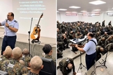 O pastor Claudio Britto ministrando a Bíblia aos recrutas. (Foto: Reprodução/Instagram/Claudio Britto)