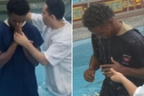 O batismo de Thiago Mendes. (Foto: Reprodução/Instagram/Thiago Mendes)