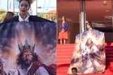 Massiel Tavares usou uma capa sobre a volta de Jesus em Cannes. (Foto: Reprodução/Instagram/Massiel Tavares).