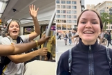 A jovem durante as ações evangelísticas em Frankfurt. (Foto: Reprodução/Instagram/Go Revival Europe)