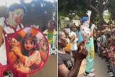 Palhaço Alegria em Moçambique. (Foto: Reprodução/Instagram/Palhaço Alegria)