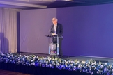 O cônsul Rafael Erdreich discursa em evento na capital paulista, destacando o papel da diplomacia e da cooperação entre Brasil e Israel. (Foto: Felipe Araujo)