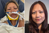 Bae Cadotte se recupera após ser resgatada do mar e receber tratamento para hipotermia e lesão cervical. (Foto: Facebook/Lilia Cadotte)