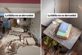 Apartamento destruído pelos terremotos na Venezuela e Bíblia encontrada intacta entre os escombros. (Captura de tela/Instagram/matosjeucaris)