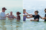 Batismos realizados na praia de Bournemouth, no sul da Inglaterra. (Foto: BCP Church Collective)