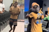 Daniel, de pés descalços, se rendeu a Jesus no altar. (Foto: Reprodução/Instagram/clovisbernardo_oficial).